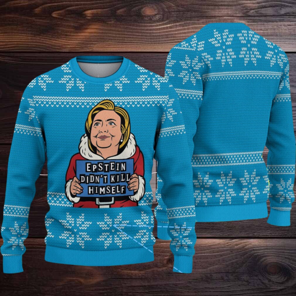 Sky Blue Snowflake Pattern “Epstein Didn’t Kill Himself” Cartoon Santa Ugly Christmas Sweater Sky Blue Snowflake Pattern “Epstein Didn’t Kill Himself” Cartoon Santa Ugly Christmas Sweater
