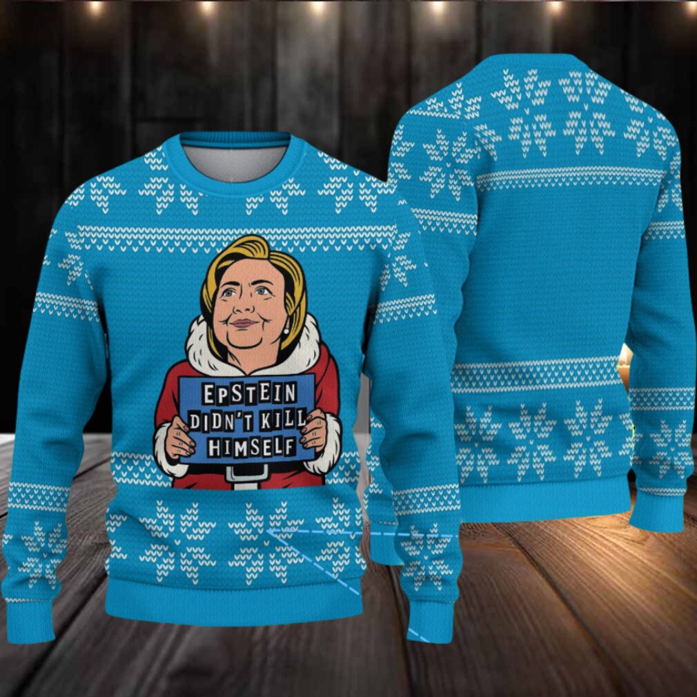 Sky Blue Snowflake Pattern “Epstein Didn’t Kill Himself” Cartoon Santa Ugly Christmas Sweater Sky Blue Snowflake Pattern “Epstein Didn’t Kill Himself” Cartoon Santa Ugly Christmas Sweater