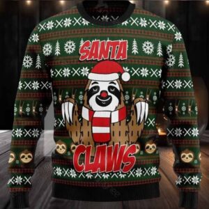 Sloth Santa Claws Ugly Christmas Sweater