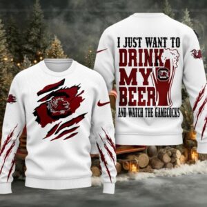 South Carolina Gamecocks NCAA I Just Want To Drink My Beer And Watch Aggies Ugy Christmas Sweater