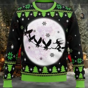 Spooky Halloween Sweater – Witch & Moon Design – Unisex Ugly Christmas Style – Cozy & Festive!