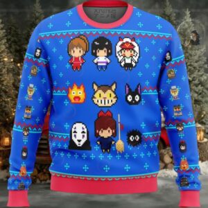 Studio Ghibli Blue Ugly Christmas Holiday Sweater