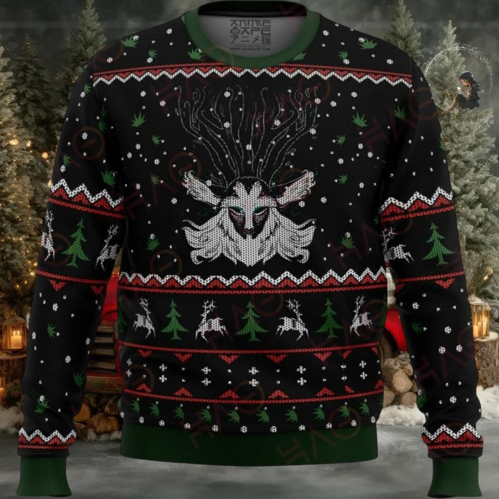 Studio Ghibli Forest Spirit Princess Mononoke Miyazaki Ugly Christmas Holiday Sweater