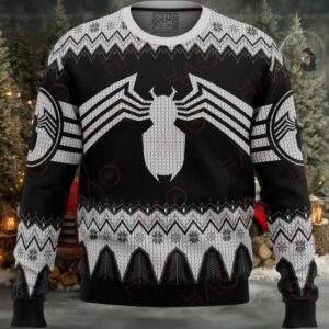 Stylish Black Spider Knit Sweater – Cozy Winter Wear For Marvel Fans By Haotees