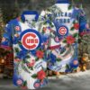 Chicago Cubs Tropical White Leafs And Flowers Hawaiian Shirt Chicago Cubs Tropical White Leafs And Flowers Hawaiian Shirt