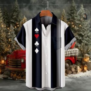 Tall Geometric Print Casual Short Sleeve Hawaiian Bowling Shirt