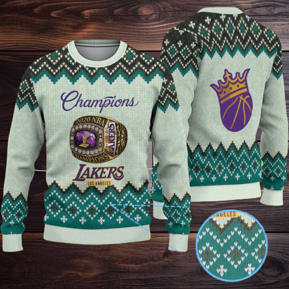 Teal Diamond Pattern “Los Angeles Lakers Champions Ring” Ugly Christmas Sweater Teal Diamond Pattern “Los Angeles Lakers Champions Ring” Ugly Christmas Sweater