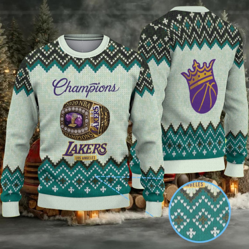 Teal Diamond Pattern “Los Angeles Lakers Champions Ring” Ugly Christmas Sweater Teal Diamond Pattern “Los Angeles Lakers Champions Ring” Ugly Christmas Sweater