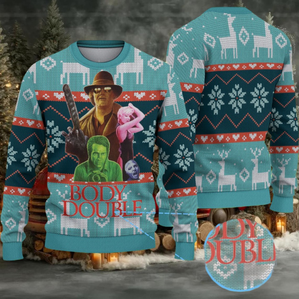 Teal Jagermeister Body Double Movie Christmas Ugly Sweater Teal Jagermeister Body Double Movie Christmas Ugly Sweater