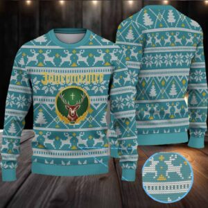 Teal Jagermeister Stag Logo Christmas Ugly Sweater