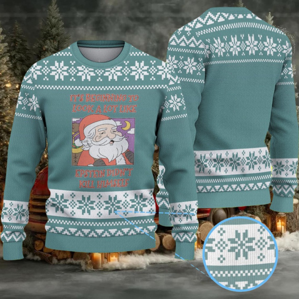Teal Snowflake Knit “It’s Beginning to Look a Lot Like Epstein Didn’t Kill Himself” Ugly Christmas Sweater Teal Snowflake Knit “It’s Beginning to Look a Lot Like Epstein Didn’t Kill Himself” Ugly Christmas Sweater