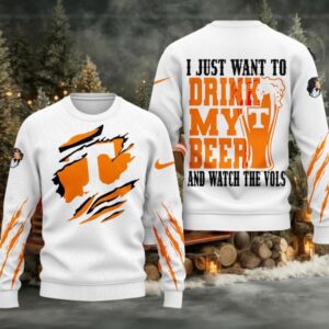 Tennessee Volunteers NCAA I Just Want To Drink My Beer And Watch Aggies Ugy Christmas Sweater