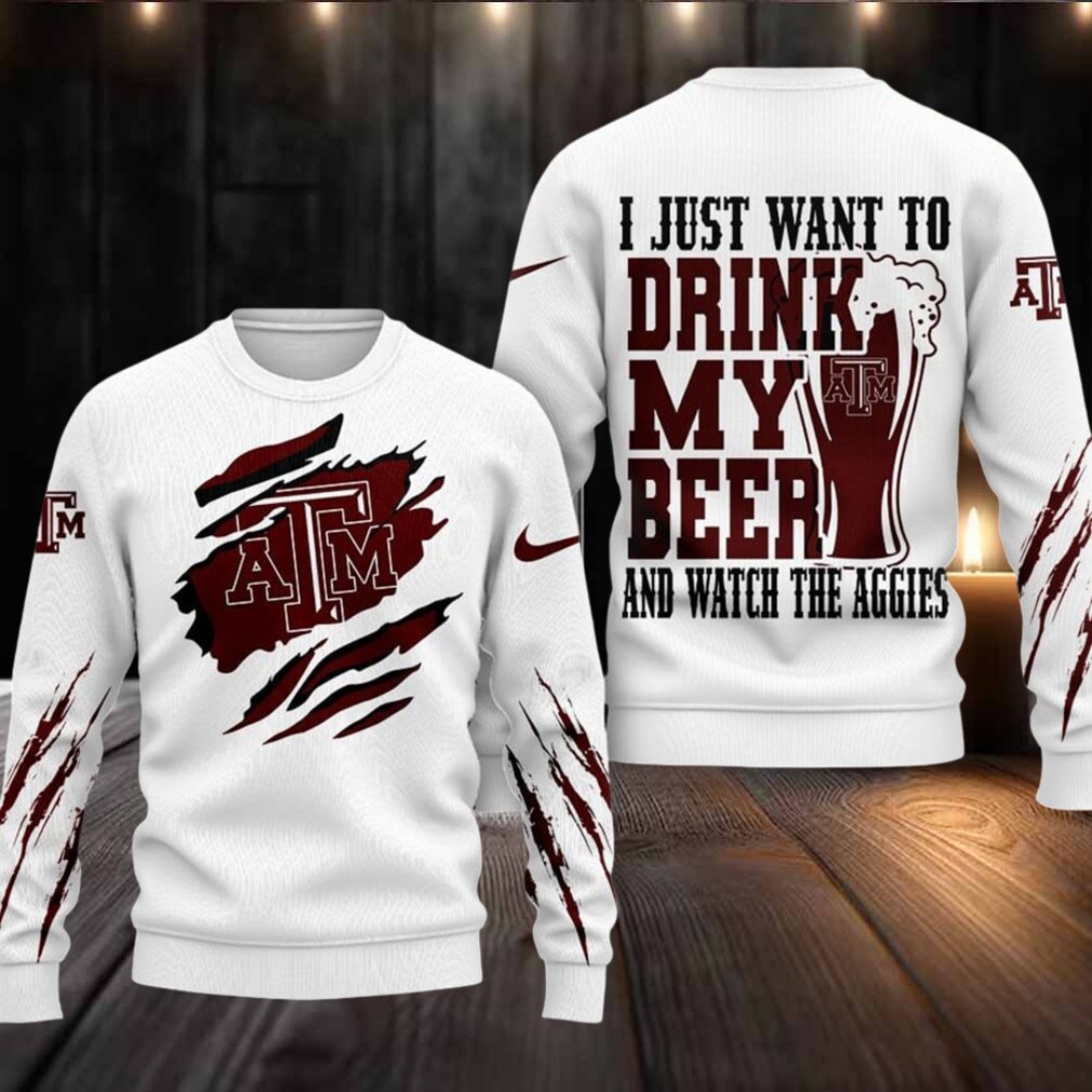Texas A&M Aggies NCAA I Just Want To Drink My Beer And Watch Aggies Ugy Christmas Sweater Texas A&M Aggies NCAA I Just Want To Drink My Beer And Watch Aggies Ugy Christmas Sweater