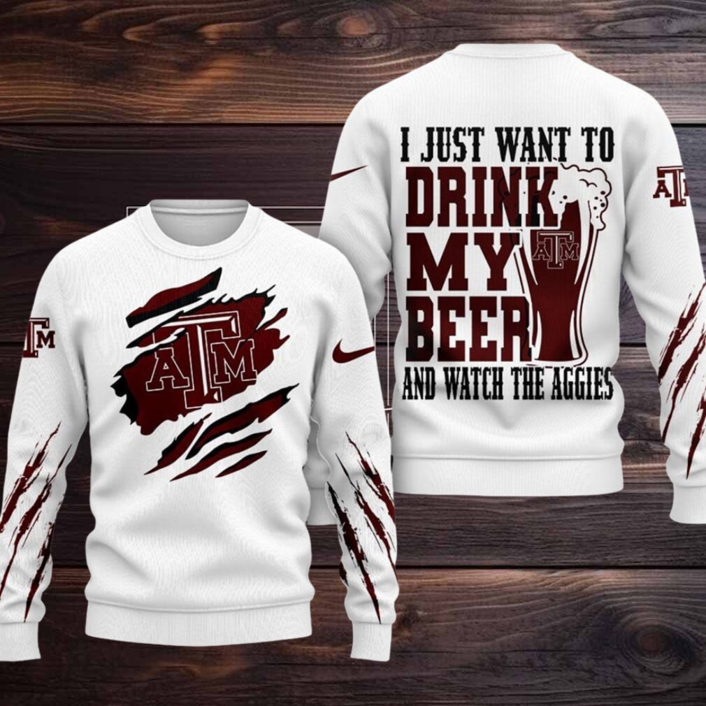 Texas A&M Aggies NCAA I Just Want To Drink My Beer And Watch Aggies Ugy Christmas Sweater Texas A&M Aggies NCAA I Just Want To Drink My Beer And Watch Aggies Ugy Christmas Sweater