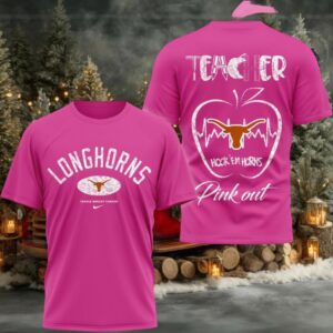 Texas Longhorns 2025 NCAA Teacher Tackle Breast Cancer Unisex 3D Shirt