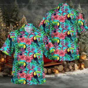 Tropical Flowers And Toucan Birds Hawaiian Shirt