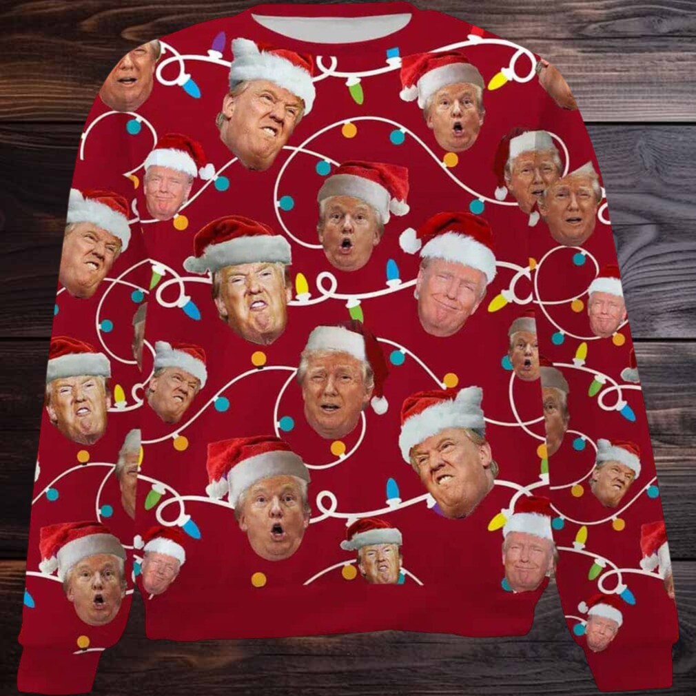 Trump Face Santa Hat 2024 Ugly Christmas Sweater Trump Face Santa Hat 2024 Ugly Christmas Sweater