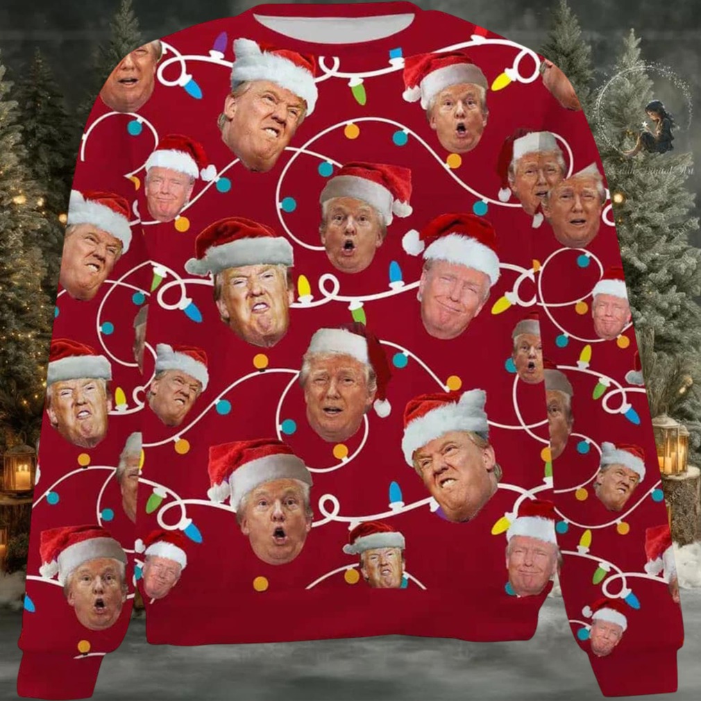 Trump Face Santa Hat 2024 Ugly Christmas Sweater Trump Face Santa Hat 2024 Ugly Christmas Sweater