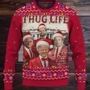 Trump JD Vance Robert Kennedy Elon Musk Thug Life Christmas Ugly Sweater