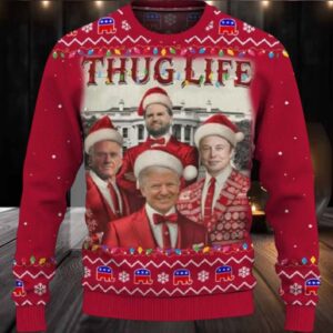 Trump JD Vance Robert Kennedy Elon Musk Thug Life Christmas Ugly Sweater