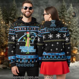 Carolina Panthers Grinch Holiday 3D Ugly Hoodie Zip Up
