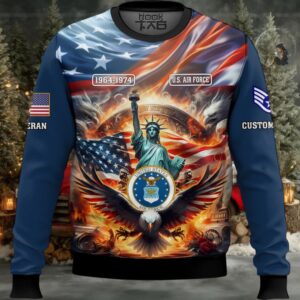 US Air Force Liberty Eagle – Custom Name, Rank And Years Of Service Ugly Sweater US Air Force Liberty Eagle – Custom Name, Rank And Years Of Service Ugly Sweater