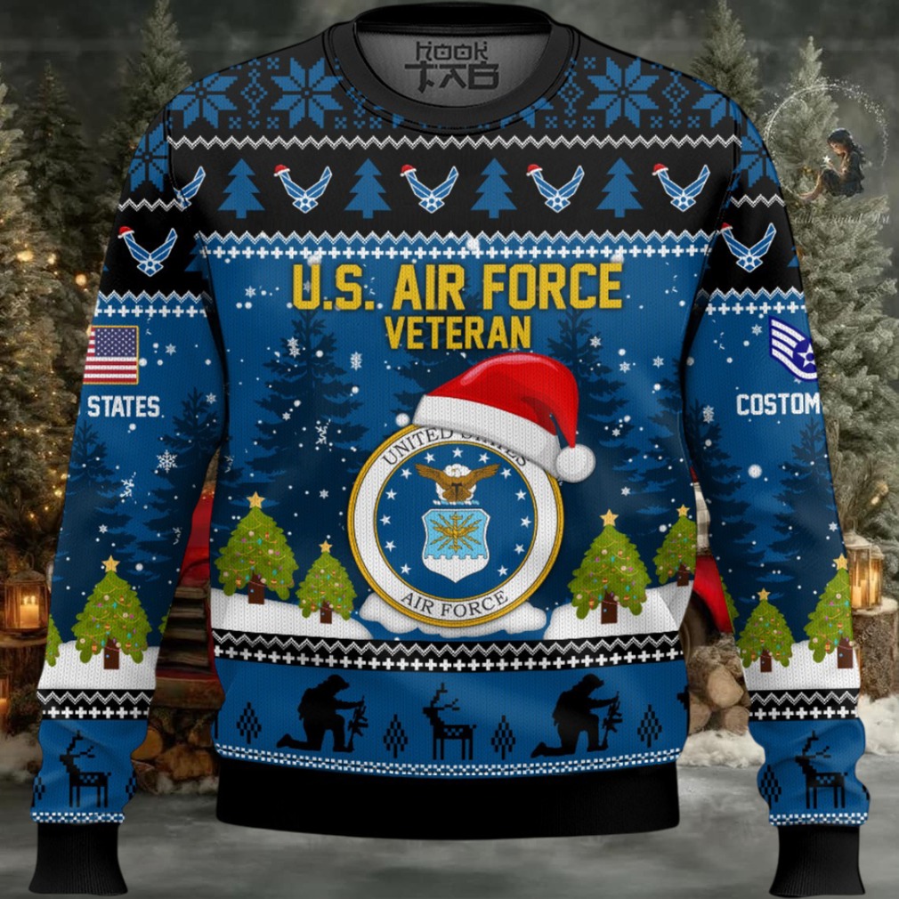 US Air Force Thank You God – Custom Name And Rank Ugly Sweater US Air Force Thank You God – Custom Name And Rank Ugly Sweater