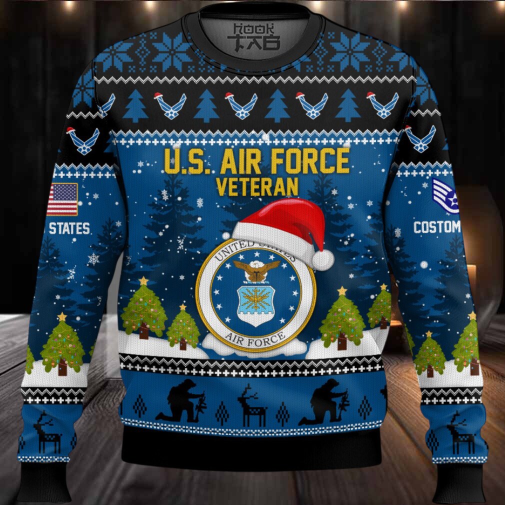 US Air Force Thank You God – Custom Name And Rank Ugly Sweater US Air Force Thank You God – Custom Name And Rank Ugly Sweater