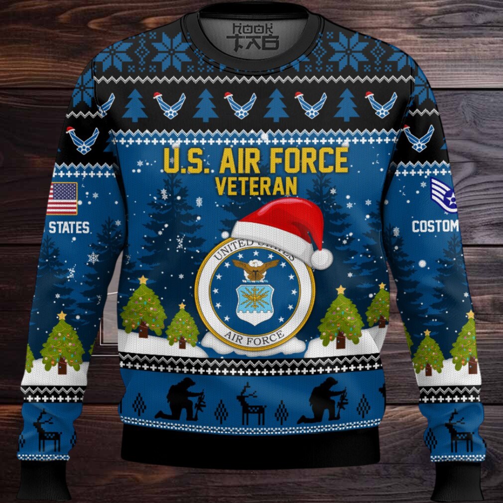 US Air Force Thank You God – Custom Name And Rank Ugly Sweater US Air Force Thank You God – Custom Name And Rank Ugly Sweater