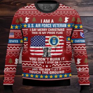 US Air Force This Is My Pride Flag – Custom Name And Rank Ugly Sweater