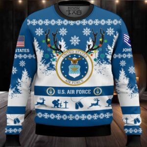 US Air Force You’ll Never Walk Alone – Custom Name and Rank Ugly Sweater