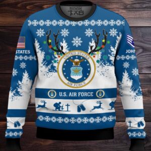 US Air Force You’ll Never Walk Alone – Custom Name and Rank Ugly Sweater