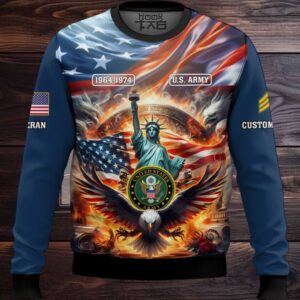 US Army Liberty Eagle – Custom Name, Rank And Years Of Service Ugly Sweater