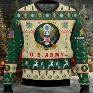 US Army Proudly Served – Custom Name And Rank Ugly Sweater US Army Proudly Served – Custom Name And Rank Ugly Sweater
