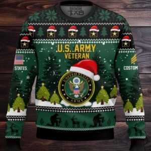 US Army Thank You God – Custom Name And Rank Ugly Sweater