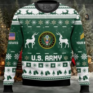 US Army This Christmas R.E.D – Custom Name And Rank Ugly Sweater US Army This Christmas R.E.D – Custom Name And Rank Ugly Sweater