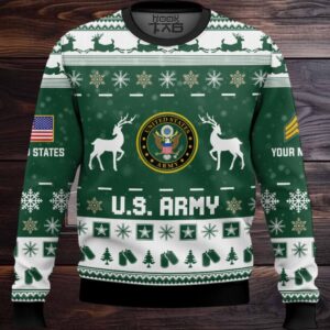 US Army This Christmas R.E.D – Custom Name And Rank Ugly Sweater