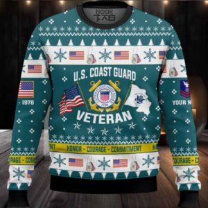 US Coast Guard I Served My Country And Damn Proud Of It – Custom Name, Rank And Years Of Service Ugly Sweater