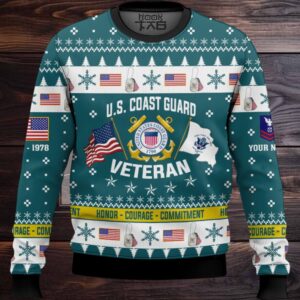 US Coast Guard I Served My Country And Damn Proud Of It – Custom Name, Rank And Years Of Service Ugly Sweater