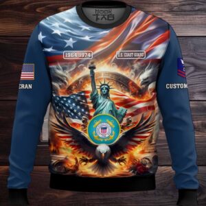 US Coast Guard Liberty Eagle – Custom Name, Rank And Years Of Service Ugly Sweater