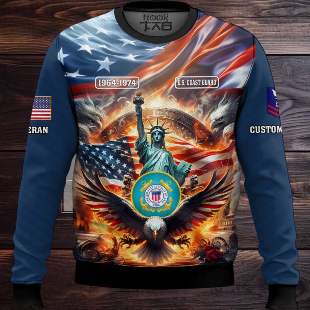 US Coast Guard Liberty Eagle – Custom Name, Rank And Years Of Service Ugly Sweater US Coast Guard Liberty Eagle – Custom Name, Rank And Years Of Service Ugly Sweater