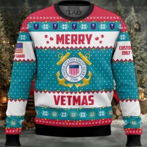 US Coast Guard Merry Vetmas – Custom Name And Years Of Service Ugly Sweater US Coast Guard Merry Vetmas – Custom Name And Years Of Service Ugly Sweater