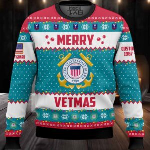 US Coast Guard Merry Vetmas – Custom Name And Years Of Service Ugly Sweater