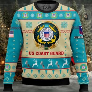 US Coast Guard Proudly Served – Custom Name And Rank Ugly Sweater US Coast Guard Proudly Served – Custom Name And Rank Ugly Sweater