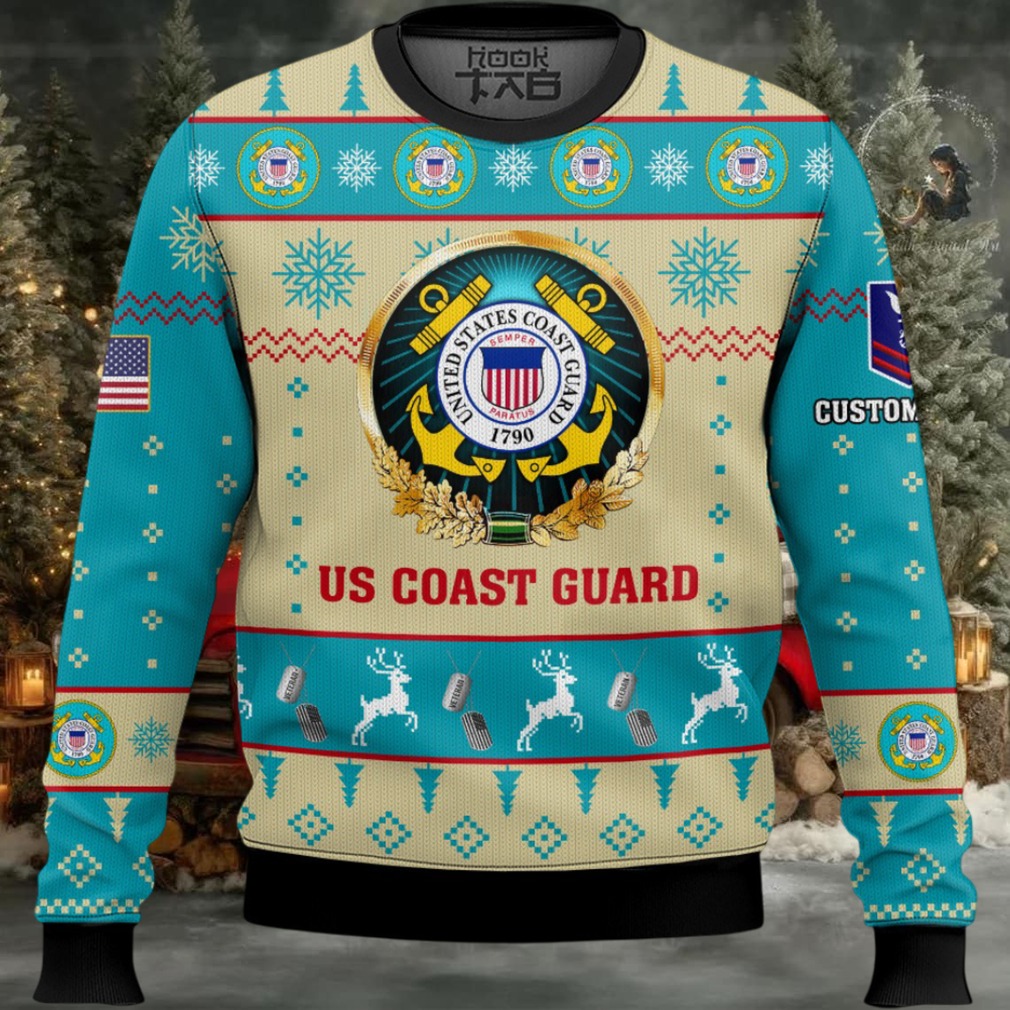 US Coast Guard Proudly Served – Custom Name And Rank Ugly Sweater US Coast Guard Proudly Served – Custom Name And Rank Ugly Sweater