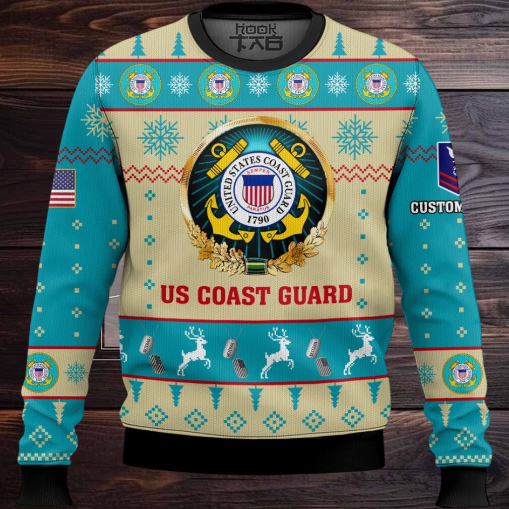 US Coast Guard Proudly Served – Custom Name And Rank Ugly Sweater US Coast Guard Proudly Served – Custom Name And Rank Ugly Sweater