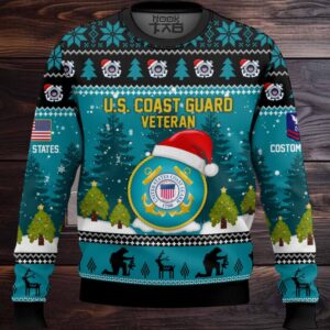 US Coast Guard Thank You God – Custom Name And Rank Ugly Sweater