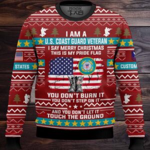 US Coast Guard This Is My Pride Flag – Custom Name And Rank Ugly Sweater