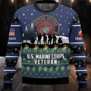 US Marine Corps I Walked The Walk – Custom Name And Rank Ugly Sweater