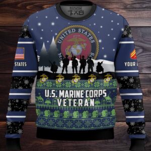 US Marine Corps I Walked The Walk – Custom Name And Rank Ugly Sweater
